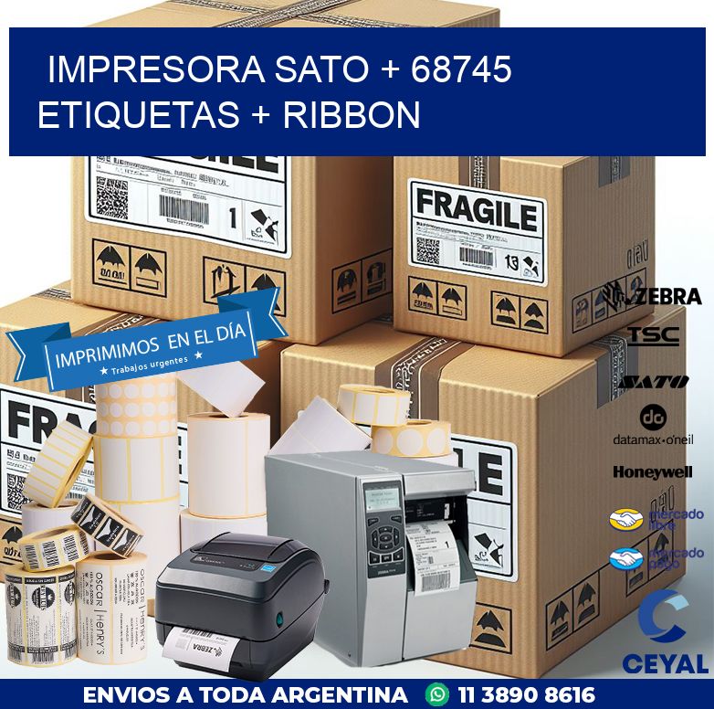 impresora SATO + 68745 etiquetas + ribbon