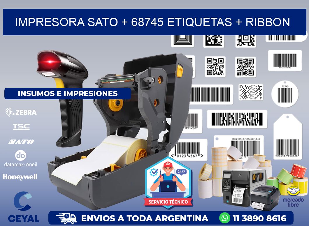impresora SATO + 68745 etiquetas + ribbon