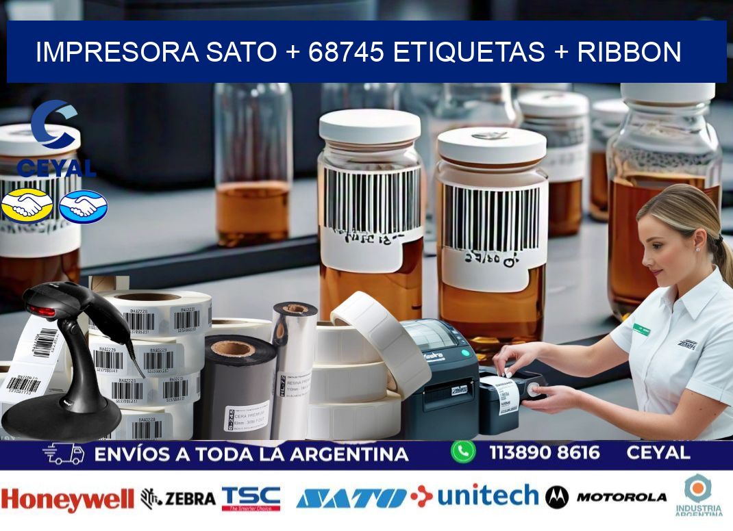 impresora SATO + 68745 etiquetas + ribbon