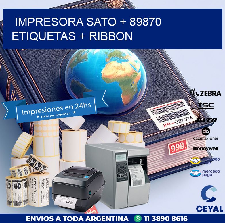 impresora SATO + 89870 etiquetas + ribbon