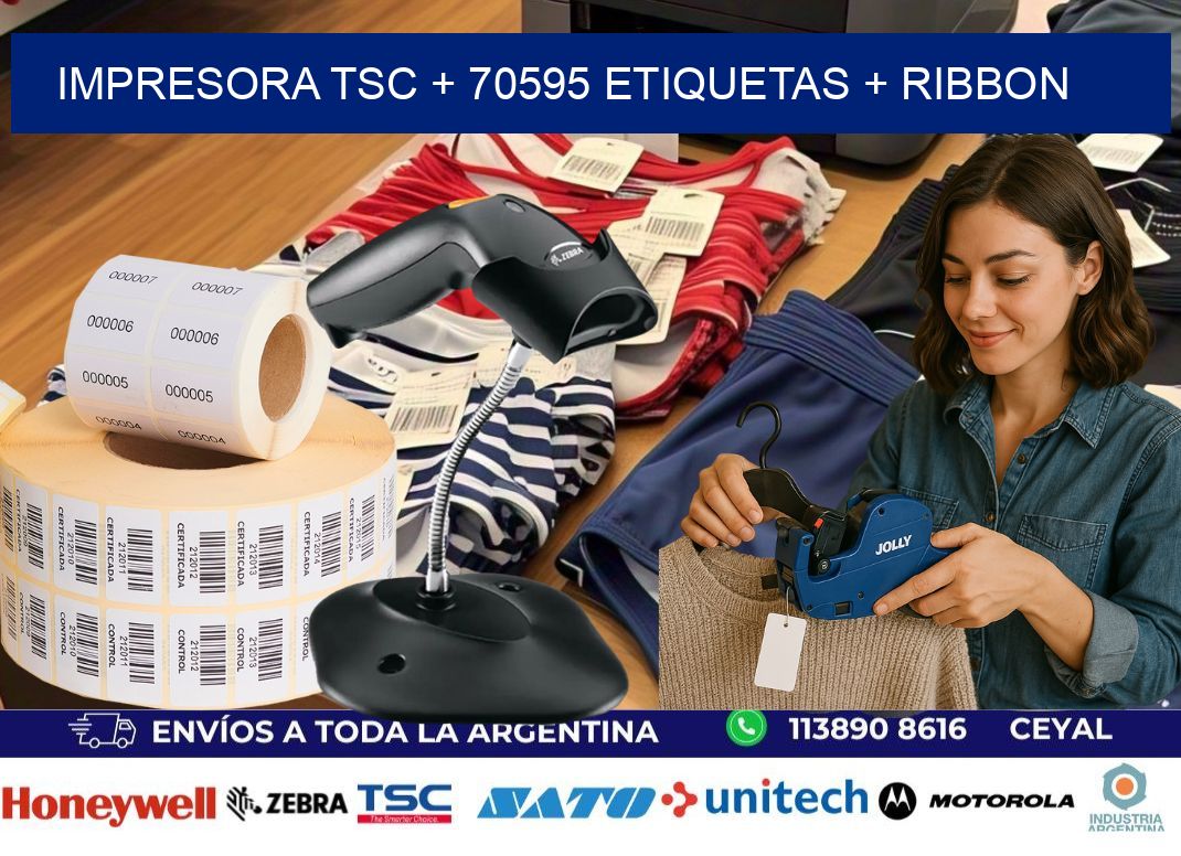 impresora TSC + 70595 etiquetas + ribbon