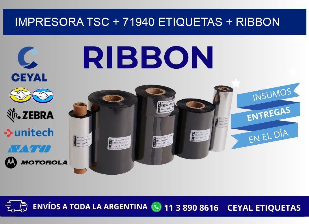 impresora TSC + 71940 etiquetas + ribbon