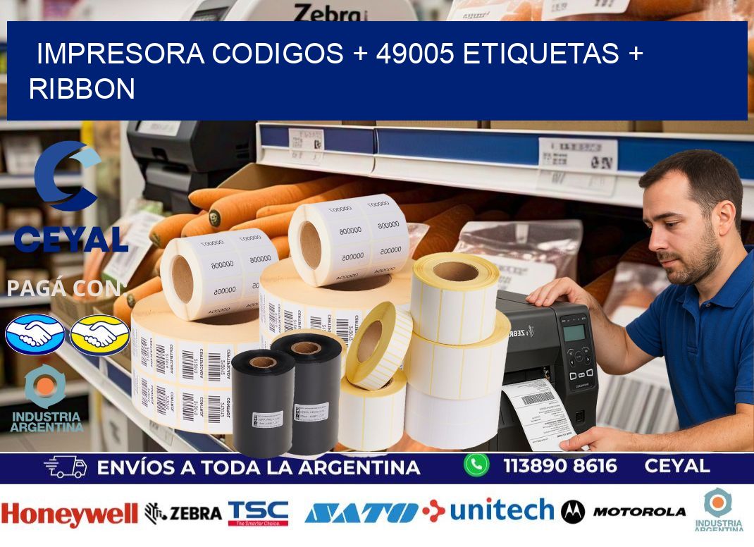 impresora codigos + 49005 etiquetas + ribbon