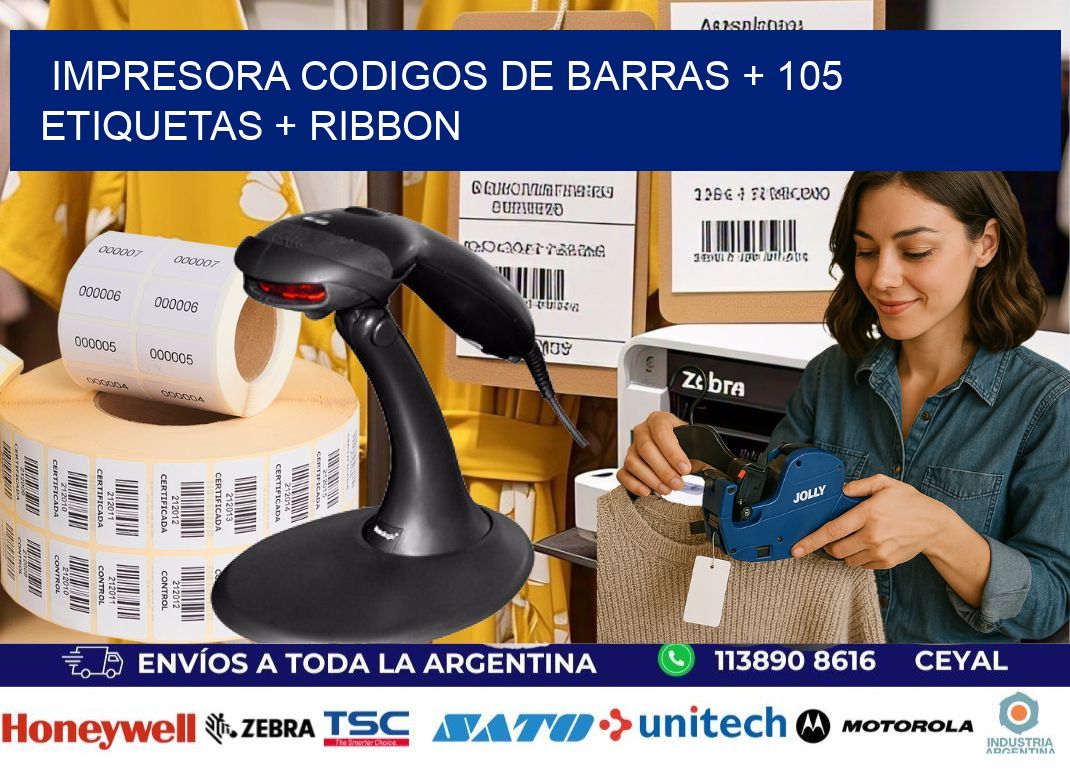 impresora codigos de barras + 105 etiquetas + ribbon