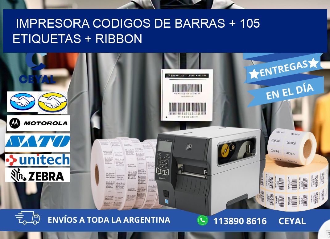 impresora codigos de barras + 105 etiquetas + ribbon