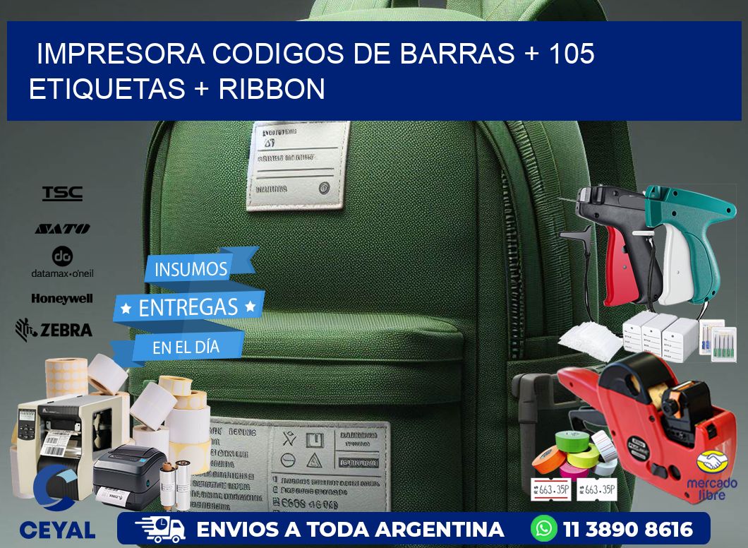impresora codigos de barras + 105 etiquetas + ribbon