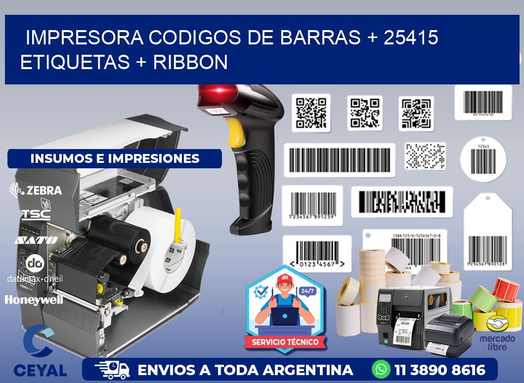 impresora codigos de barras + 25415 etiquetas + ribbon