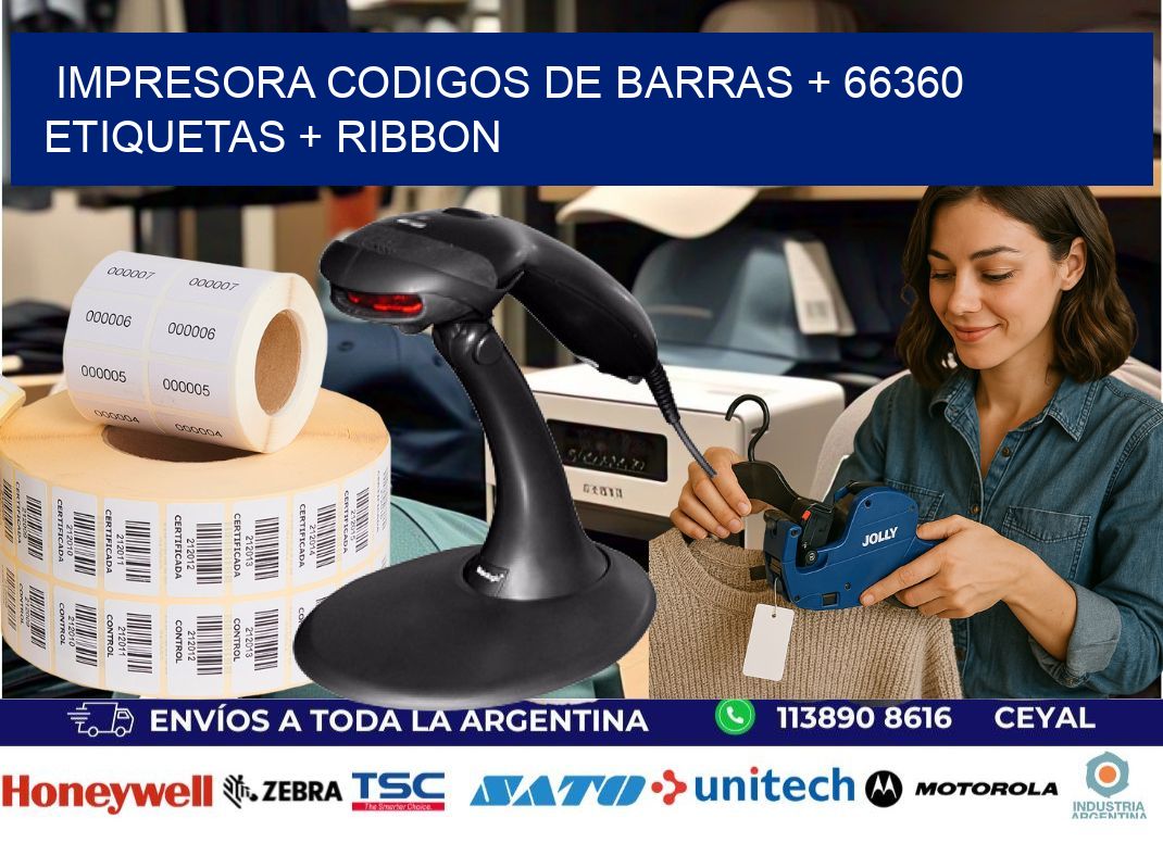 impresora codigos de barras + 66360 etiquetas + ribbon