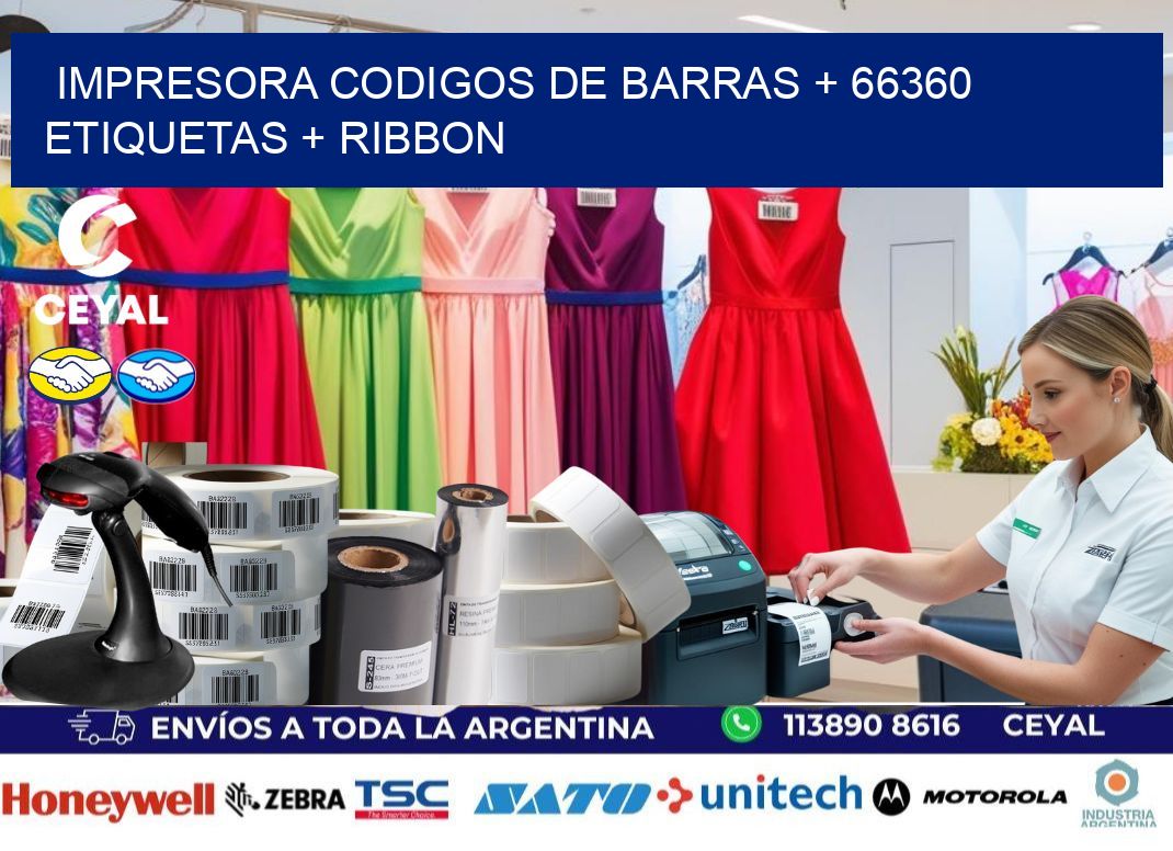 impresora codigos de barras + 66360 etiquetas + ribbon