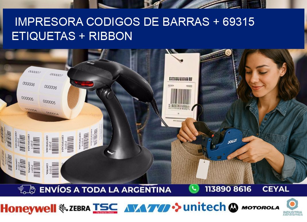 impresora codigos de barras + 69315 etiquetas + ribbon