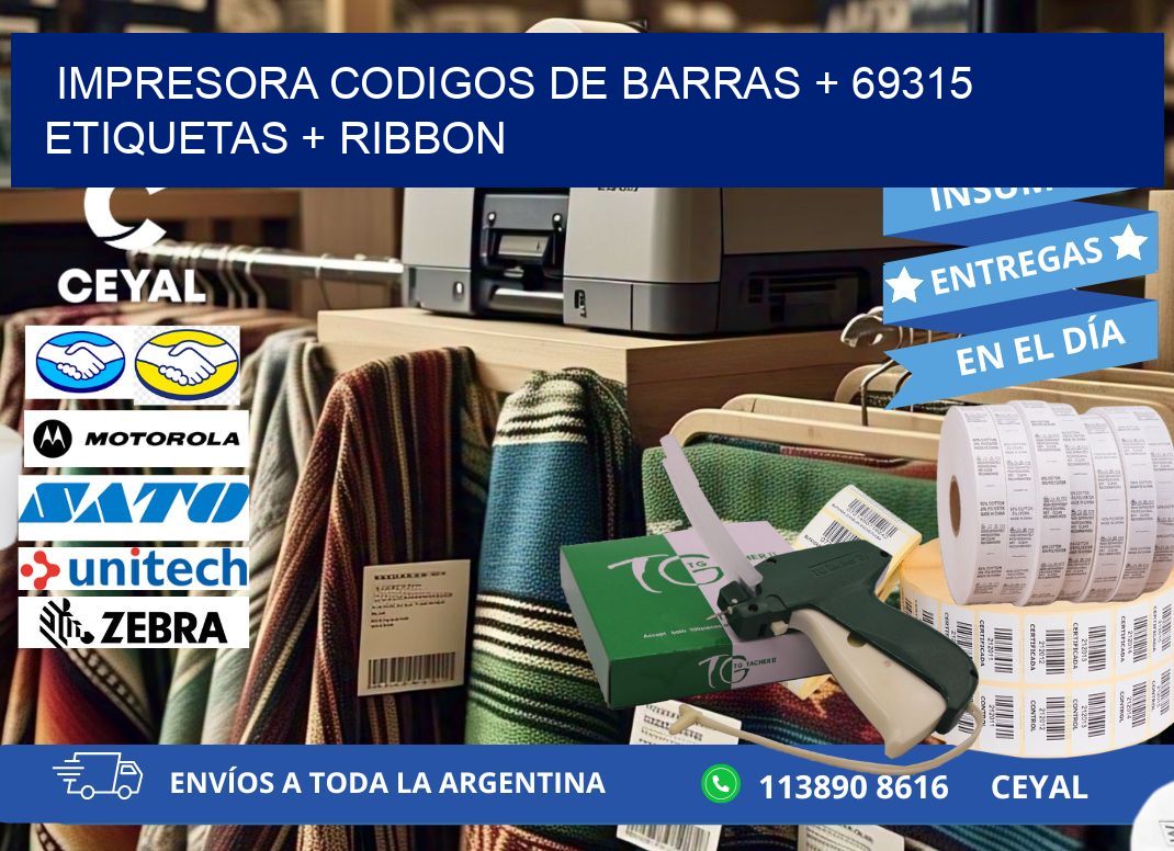 impresora codigos de barras + 69315 etiquetas + ribbon