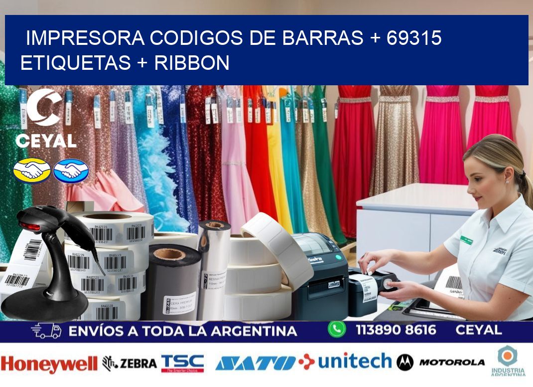 impresora codigos de barras + 69315 etiquetas + ribbon