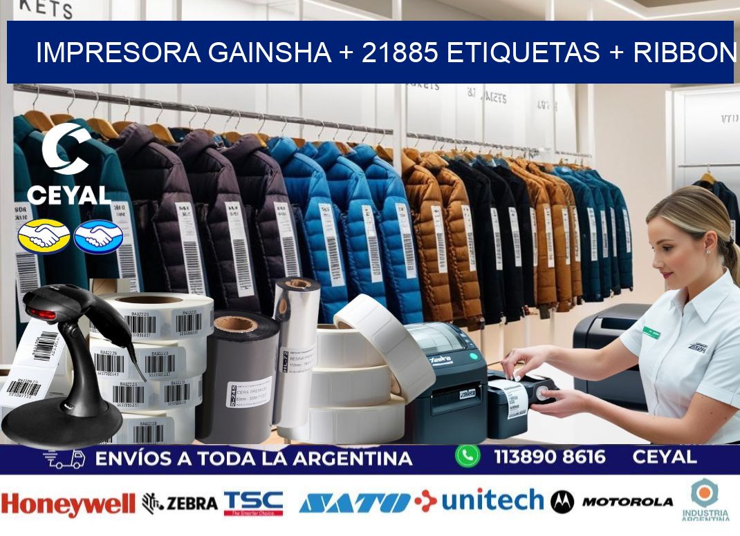 impresora gainsha + 21885 etiquetas + ribbon