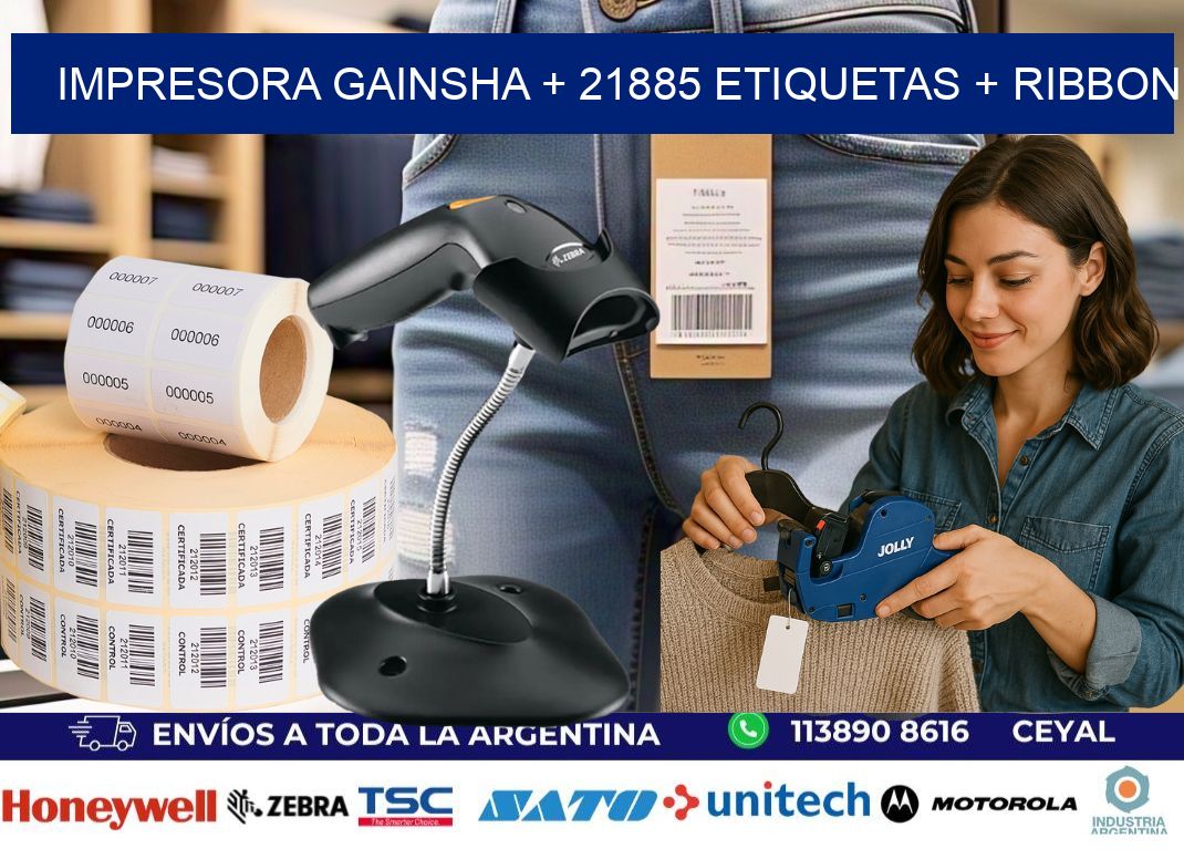 impresora gainsha + 21885 etiquetas + ribbon