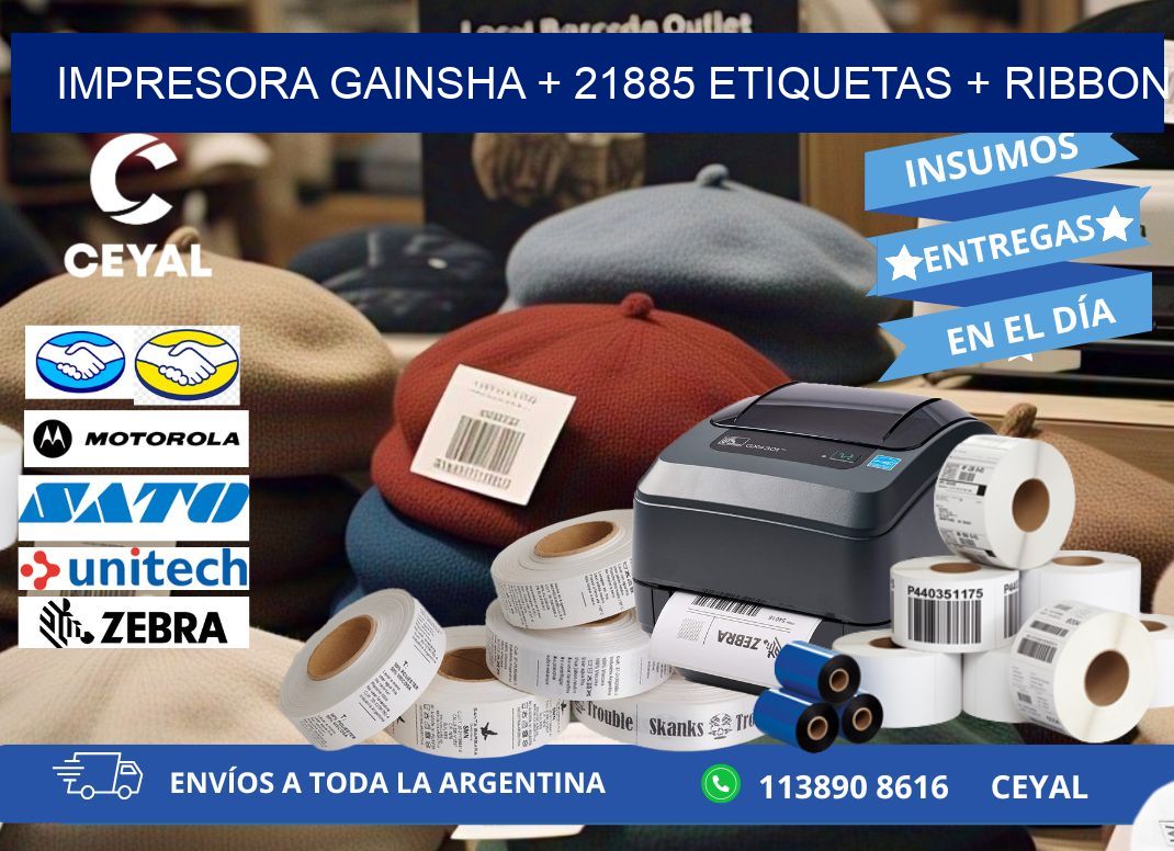 impresora gainsha + 21885 etiquetas + ribbon