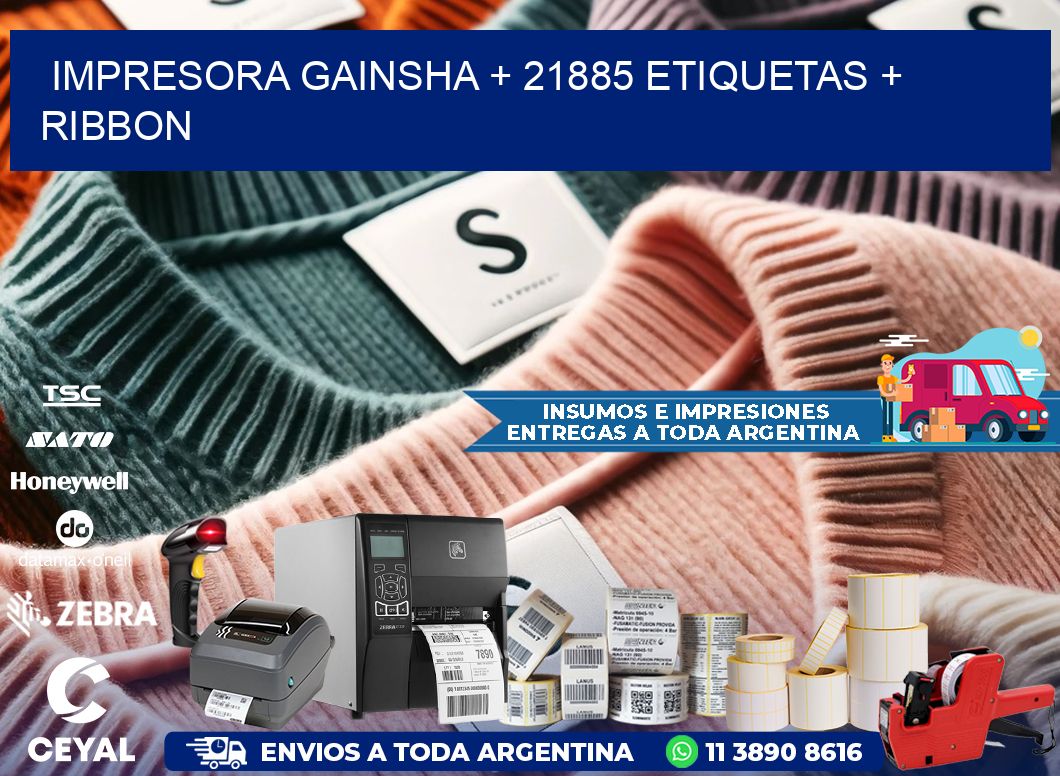 impresora gainsha + 21885 etiquetas + ribbon