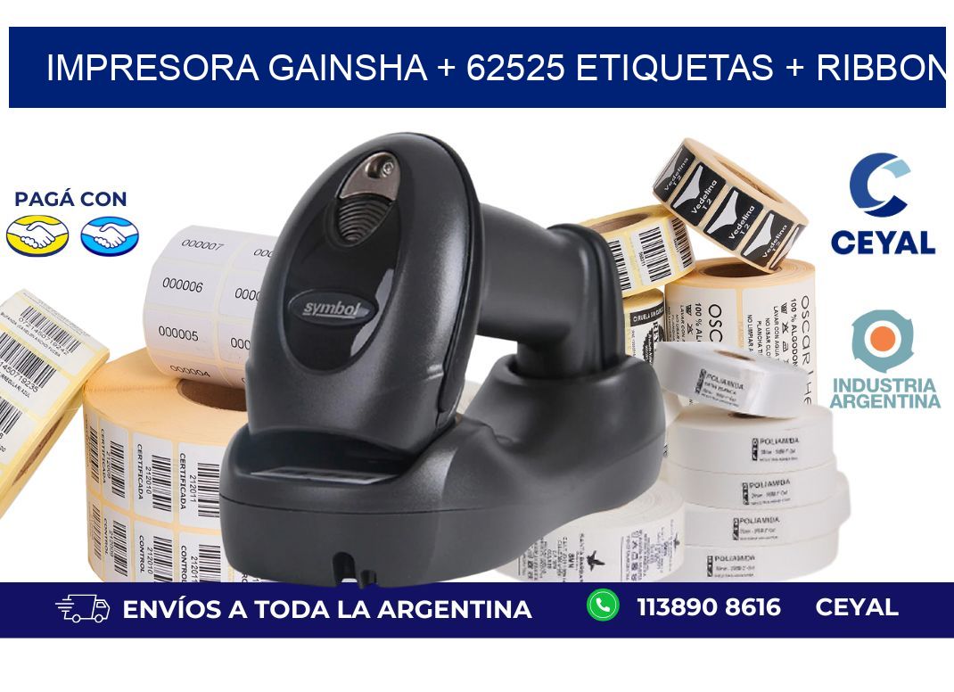 impresora gainsha + 62525 etiquetas + ribbon