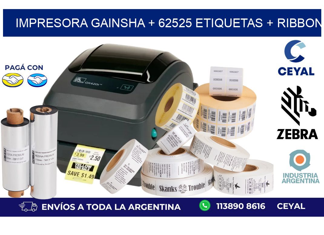 impresora gainsha + 62525 etiquetas + ribbon