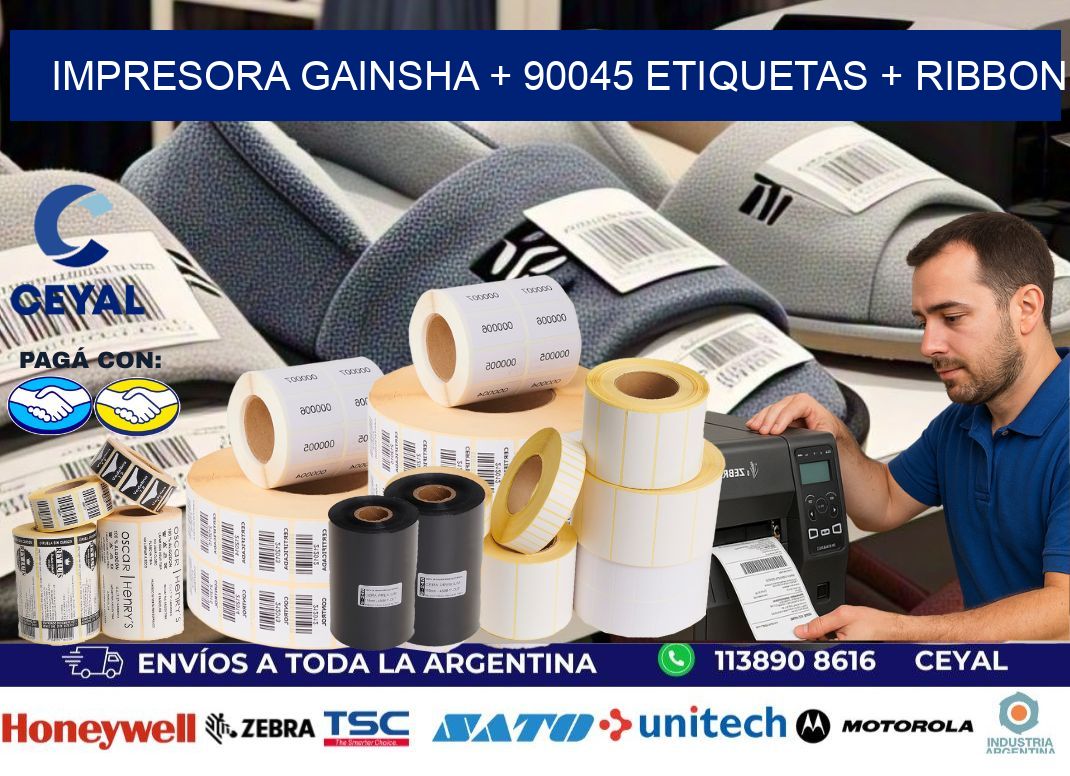 impresora gainsha + 90045 etiquetas + ribbon