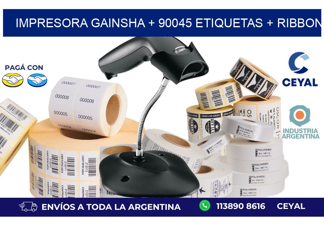 impresora gainsha + 90045 etiquetas + ribbon