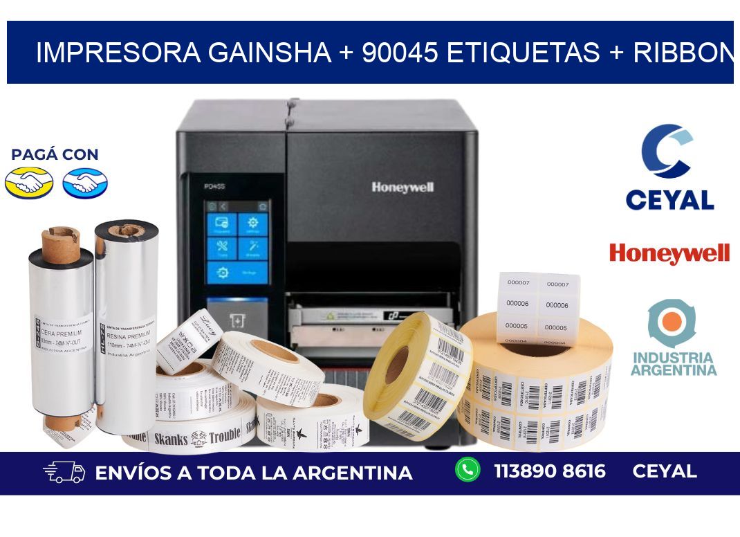 impresora gainsha + 90045 etiquetas + ribbon