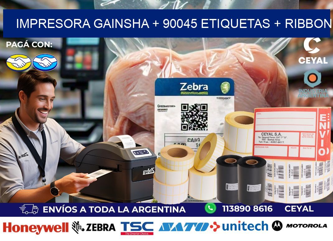 impresora gainsha + 90045 etiquetas + ribbon