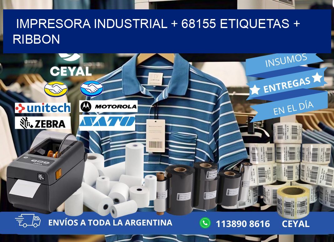 impresora industrial + 68155 etiquetas + ribbon