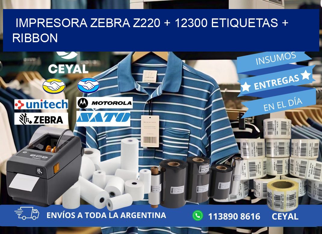 impresora zebra z220 + 12300 etiquetas + ribbon