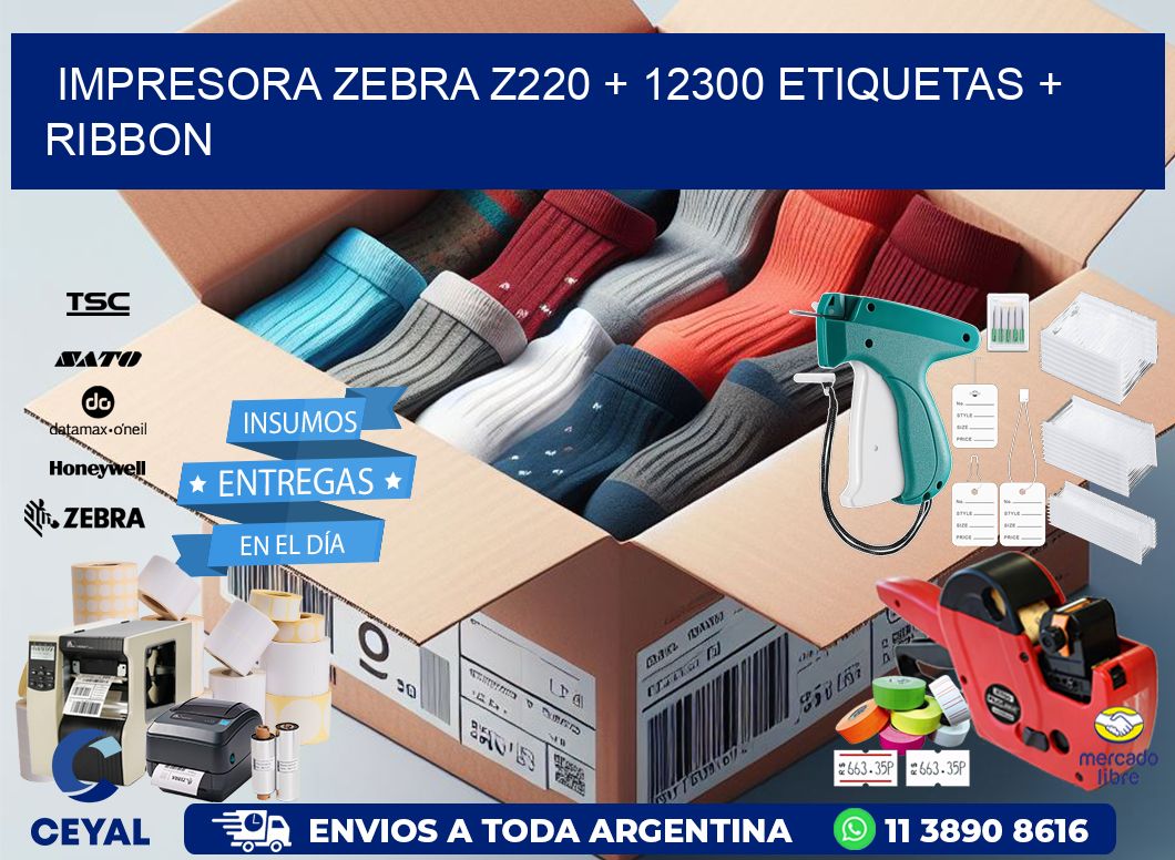 impresora zebra z220 + 12300 etiquetas + ribbon
