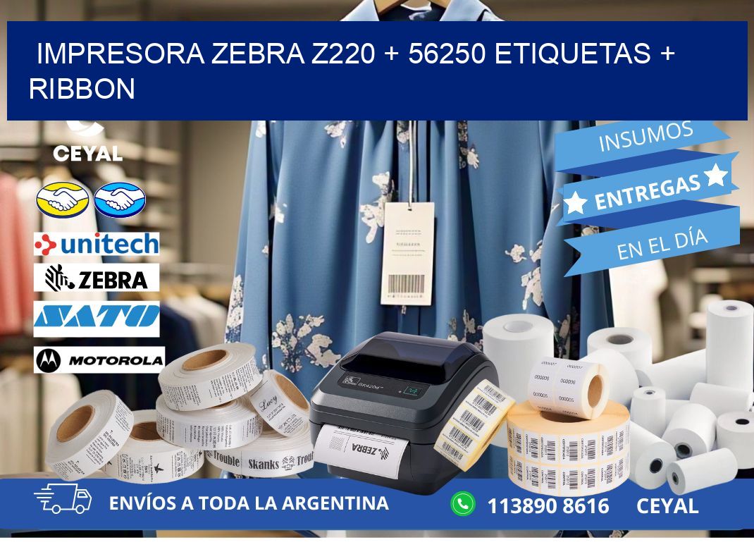 impresora zebra z220 + 56250 etiquetas + ribbon