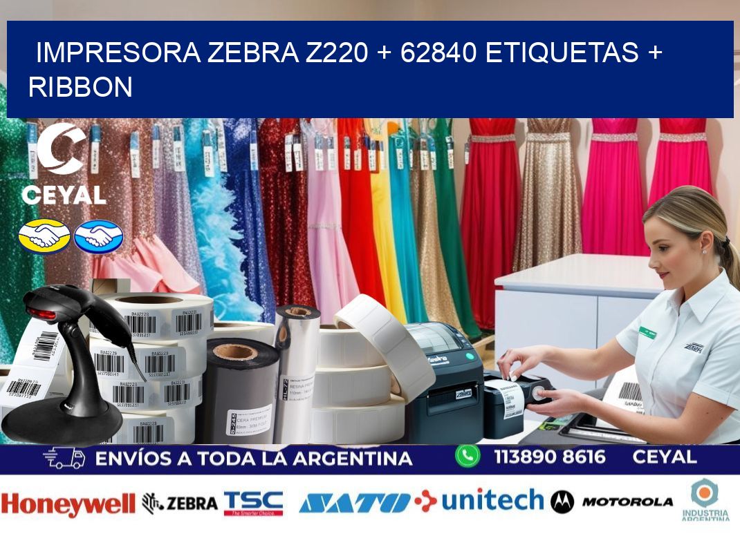 impresora zebra z220 + 62840 etiquetas + ribbon