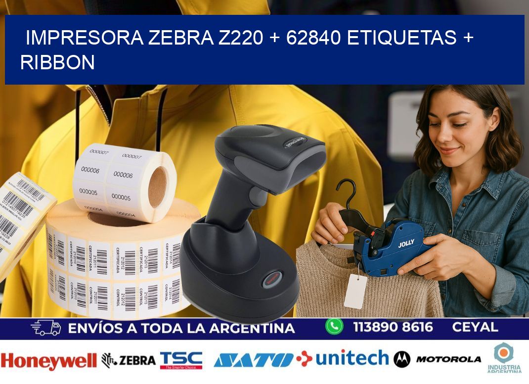 impresora zebra z220 + 62840 etiquetas + ribbon
