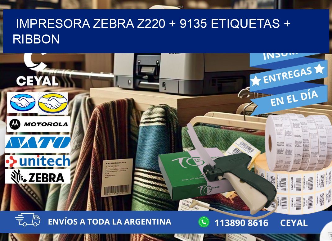 impresora zebra z220 + 9135 etiquetas + ribbon