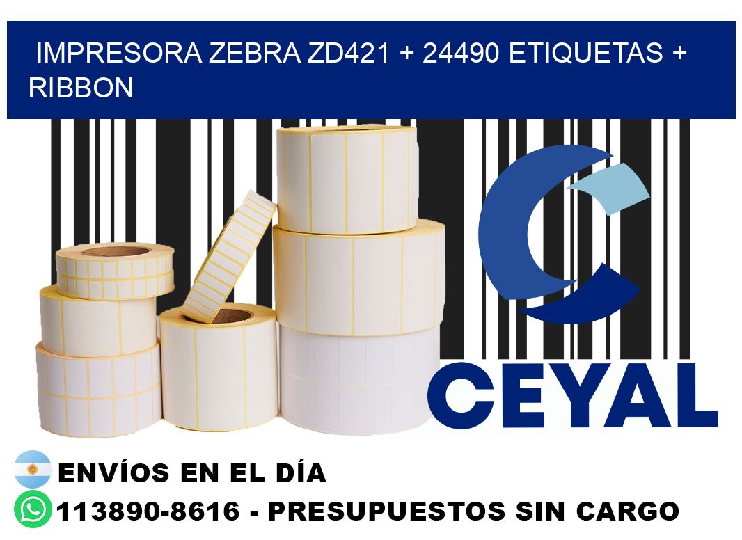 impresora zebra zd421 + 24490 etiquetas + ribbon