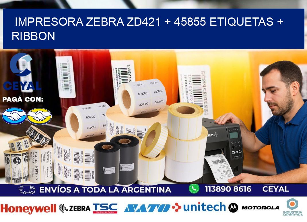 impresora zebra zd421 + 45855 etiquetas + ribbon