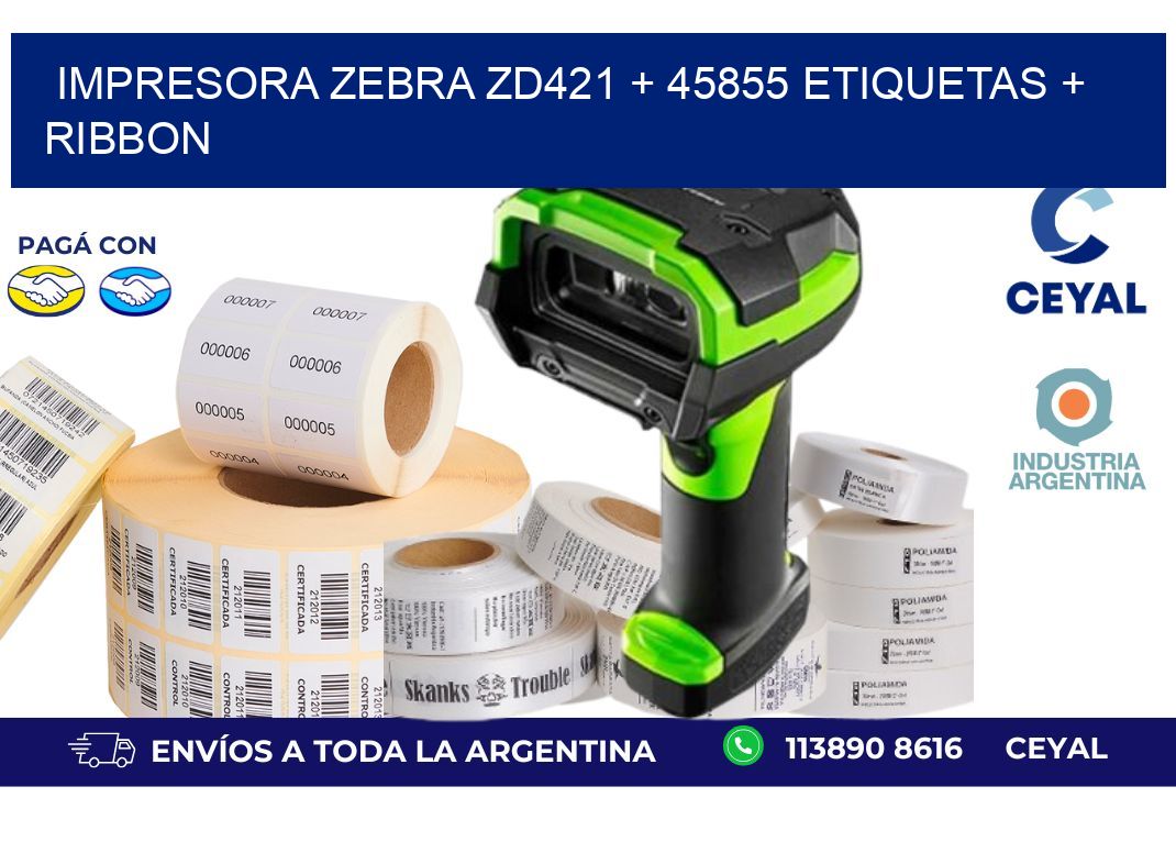 impresora zebra zd421 + 45855 etiquetas + ribbon