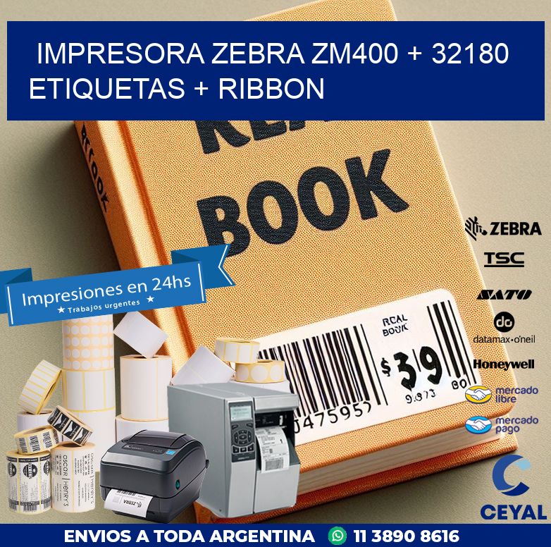 impresora zebra zm400 + 32180 etiquetas + ribbon