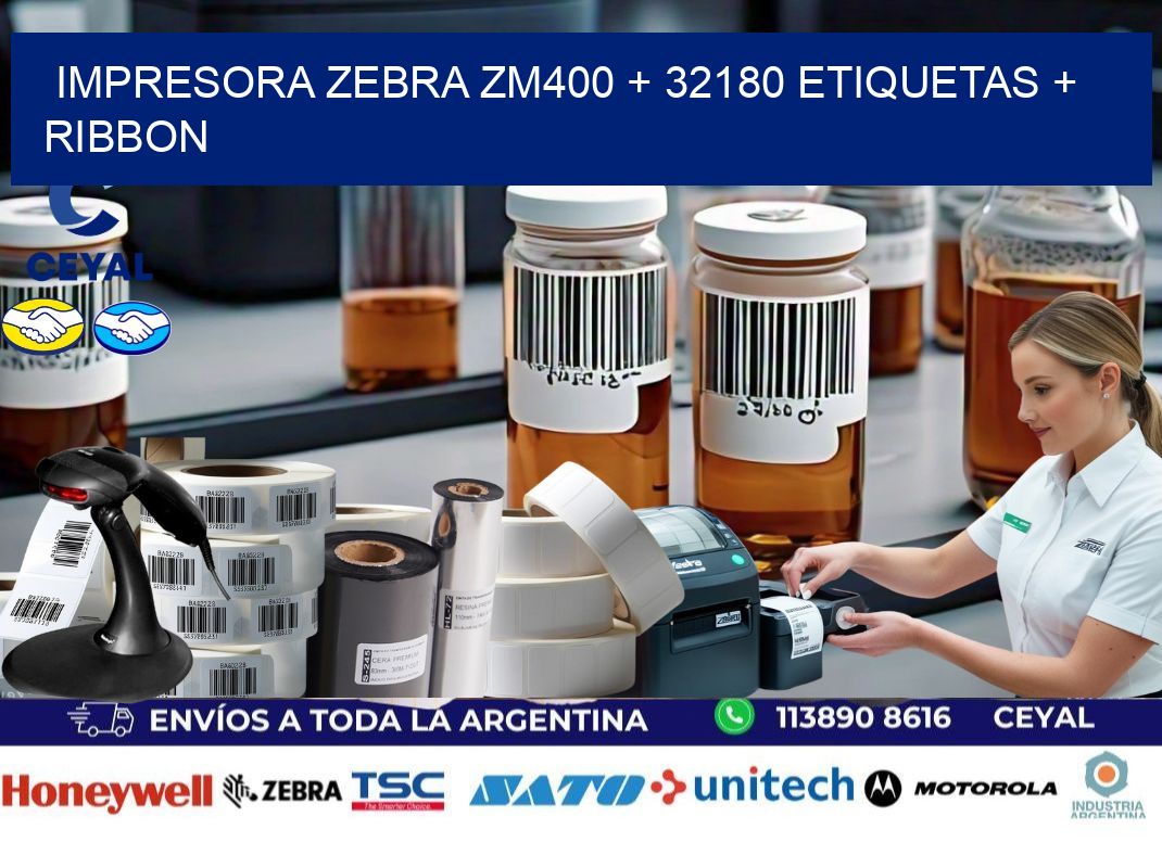 impresora zebra zm400 + 32180 etiquetas + ribbon