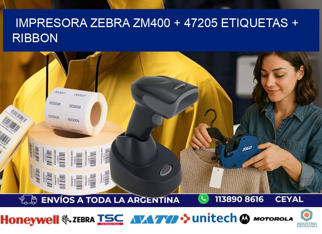 impresora zebra zm400 + 47205 etiquetas + ribbon