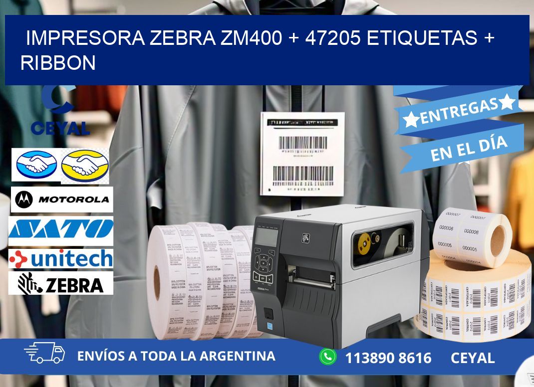 impresora zebra zm400 + 47205 etiquetas + ribbon