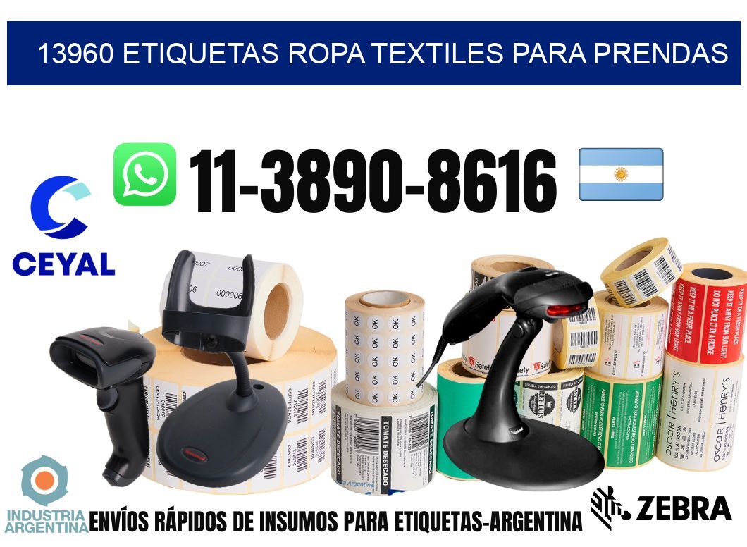 13960 Etiquetas ropa textiles para prendas