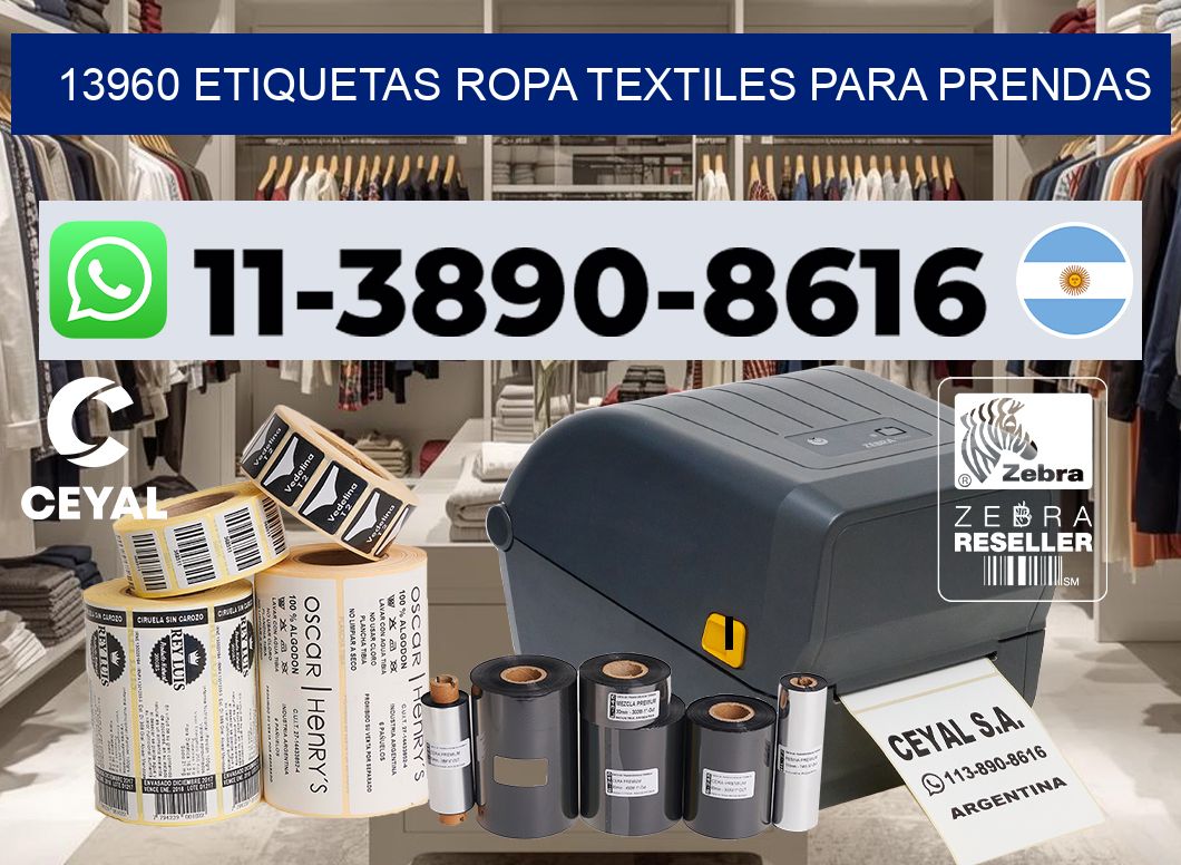 13960 Etiquetas ropa textiles para prendas