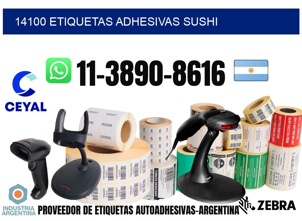 14100 etiquetas adhesivas sushi