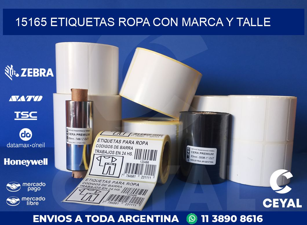 15165 Etiquetas ropa con marca y talle