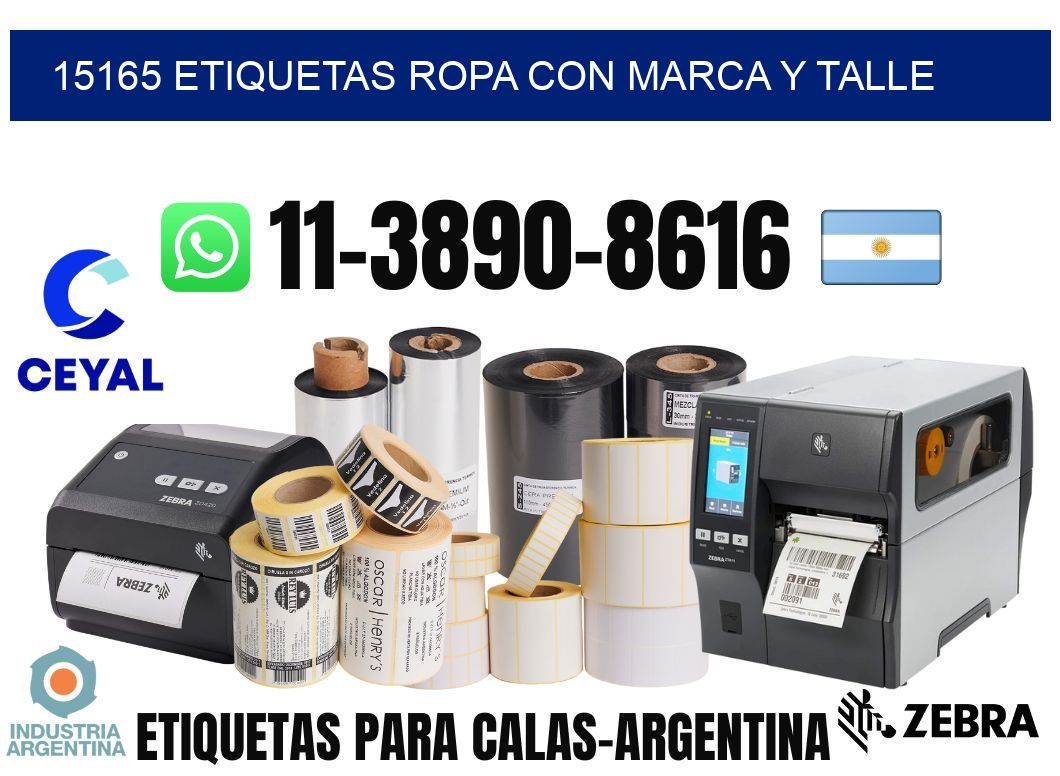 15165 Etiquetas ropa con marca y talle