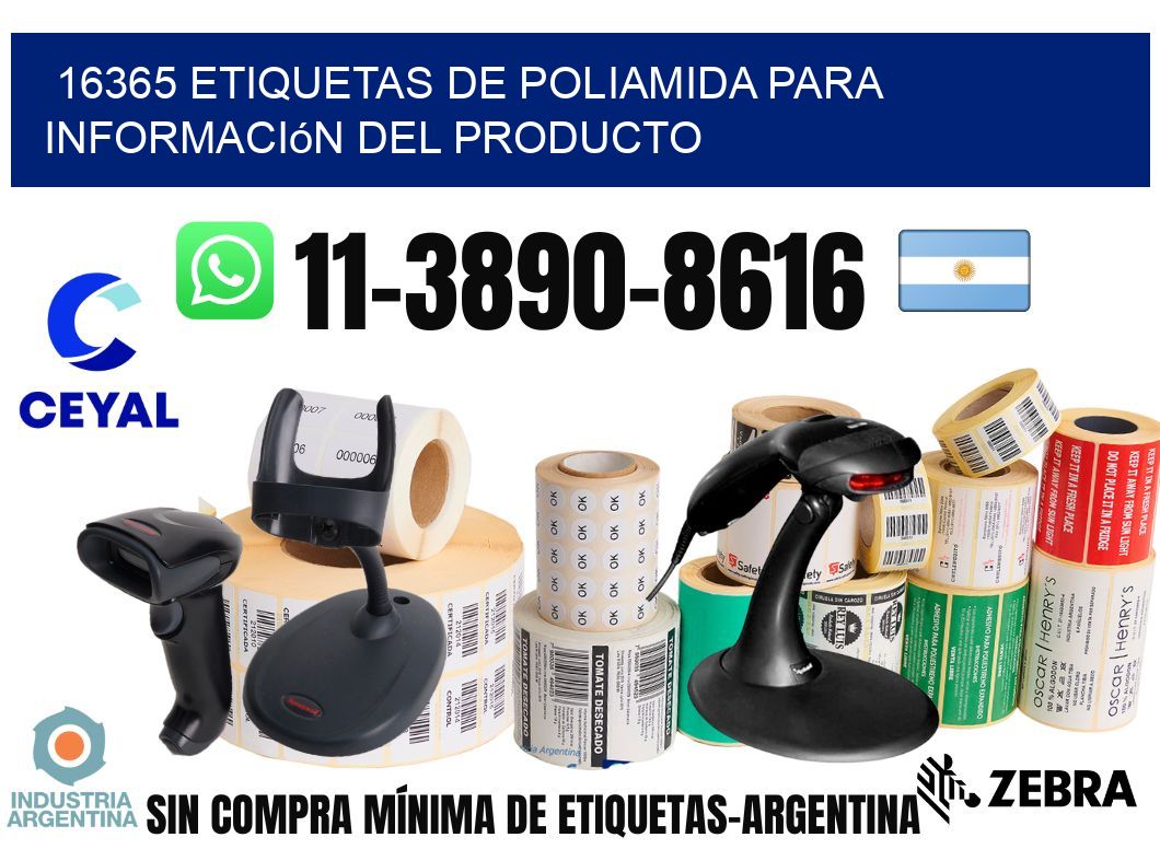 16365 Etiquetas de poliamida para información del producto