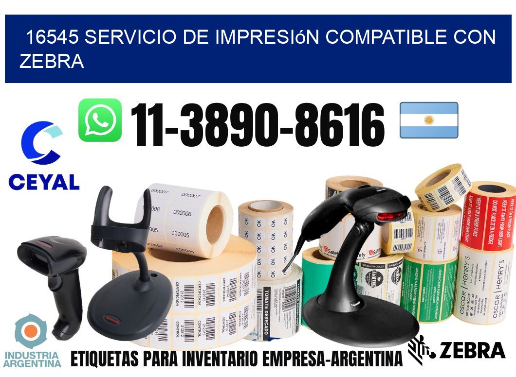 16545 Servicio de impresión compatible con Zebra