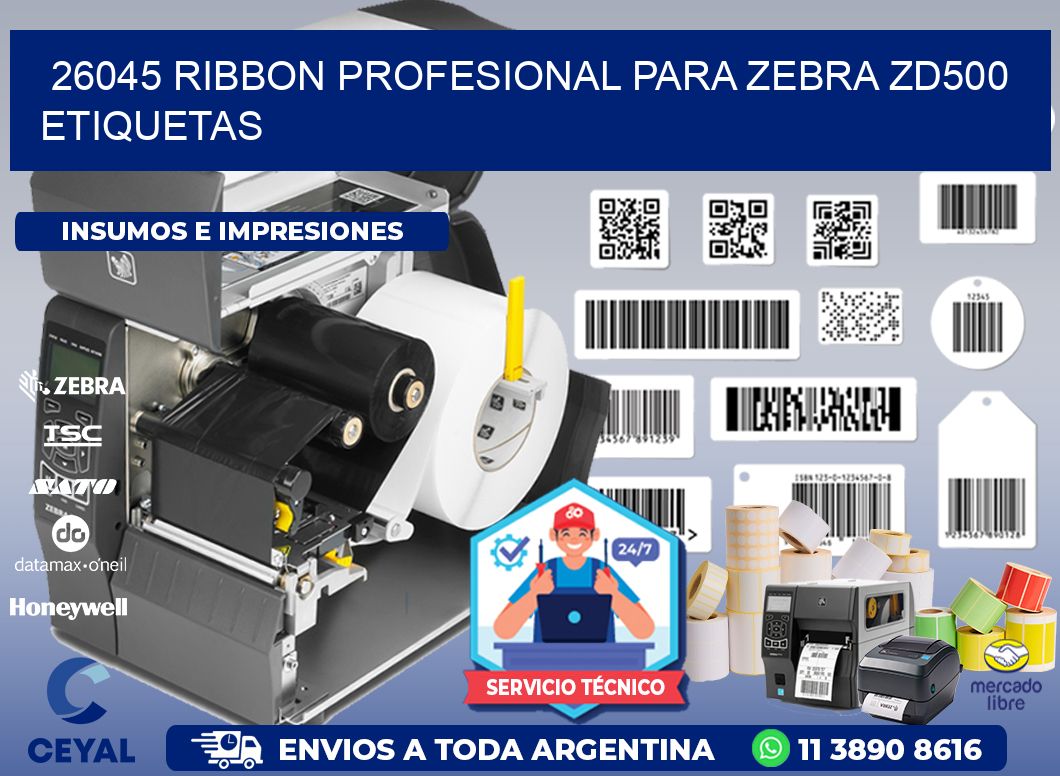 26045 ribbon profesional para zebra zd500 etiquetas