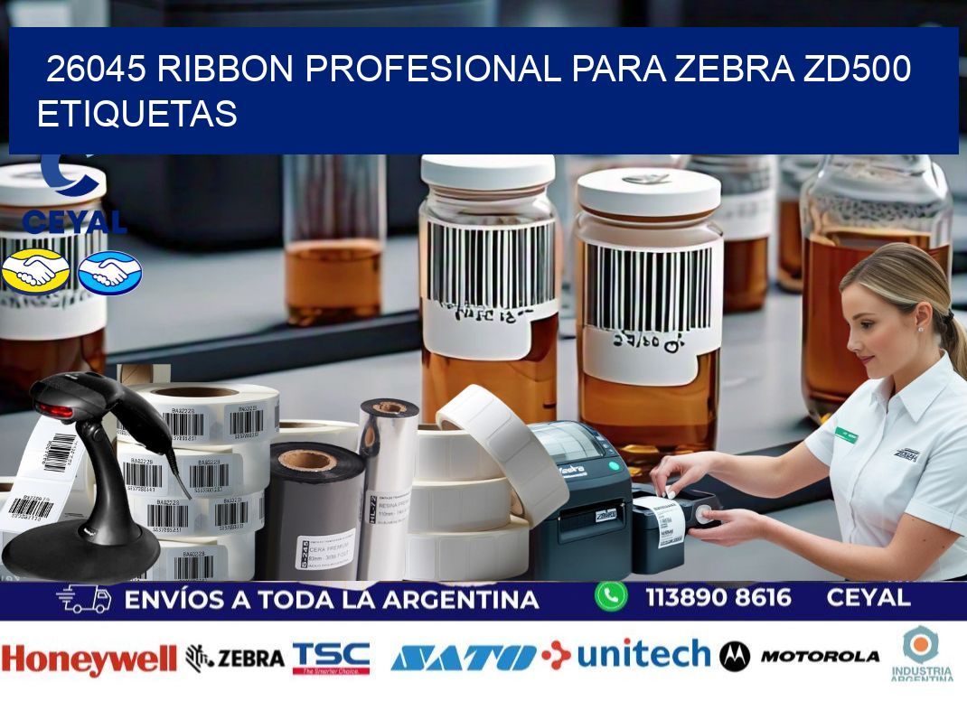 26045 ribbon profesional para zebra zd500 etiquetas
