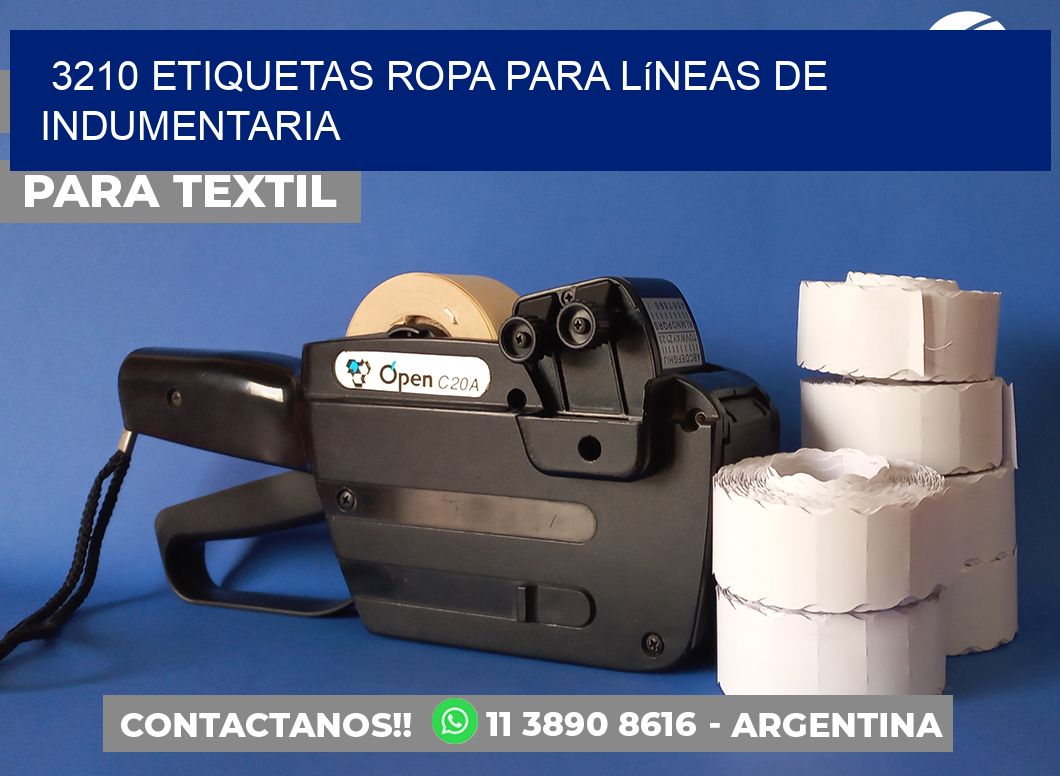3210 Etiquetas ropa para líneas de indumentaria
